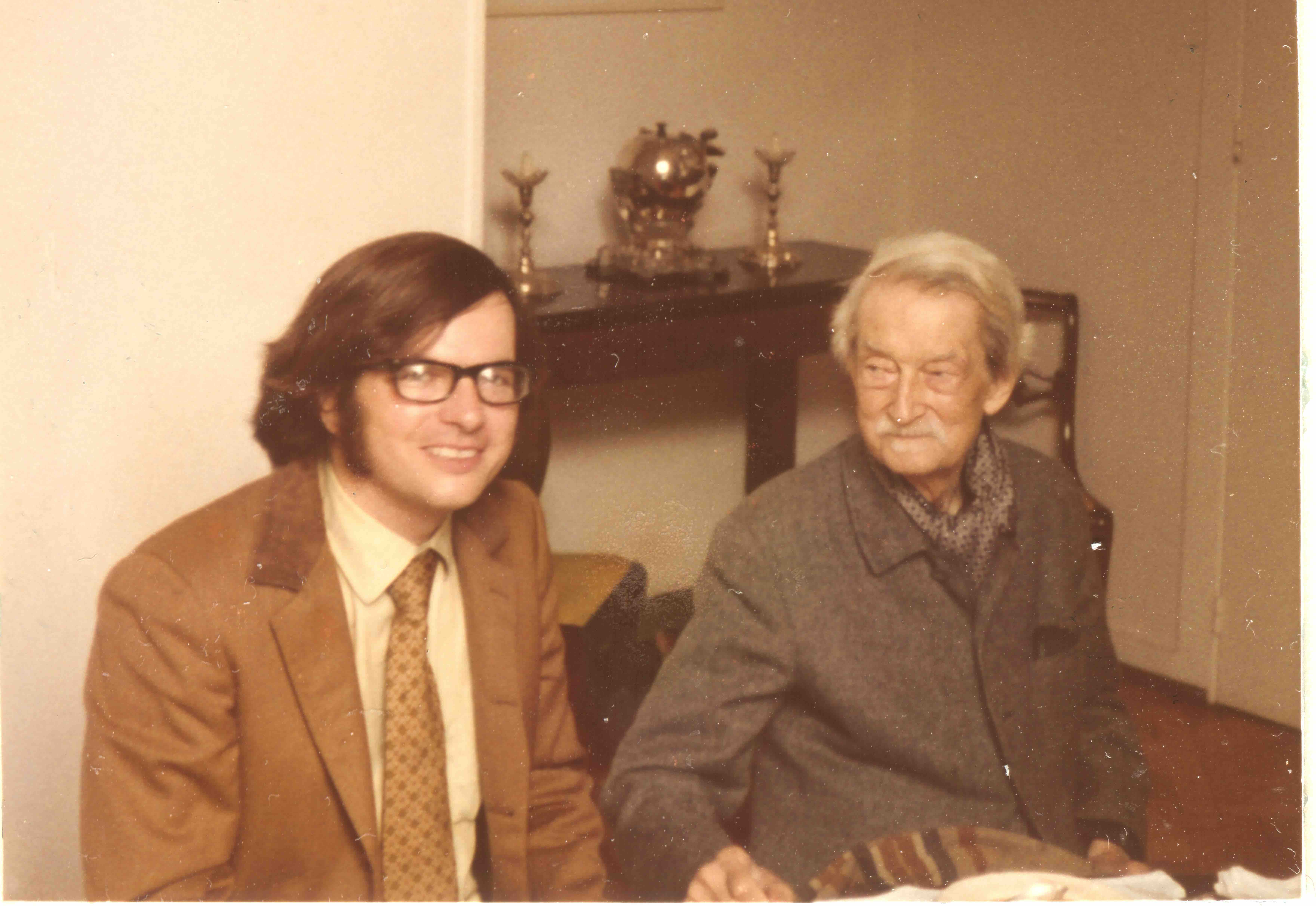 The history behind the John Deely and Jacques Maritain Chair in Philosophy at Saint Vincent College includes a young John Deely (left) meeting with Jacques Maritain in Kolbsheim, France, on July 20, 1972. (Photo courtesy of Brooke Deely)